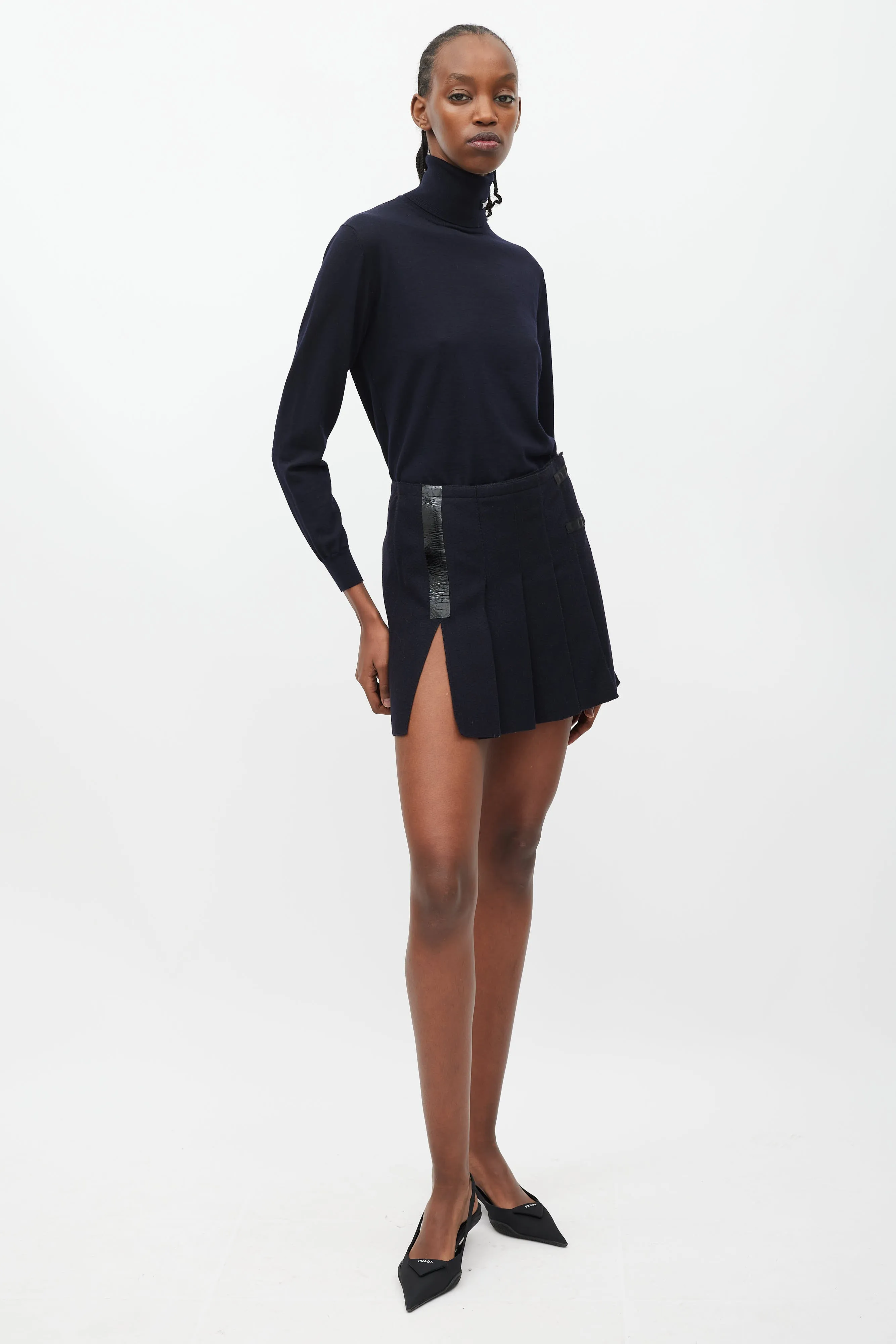 1990's Navy Pleated Kilt Mini Skirt
