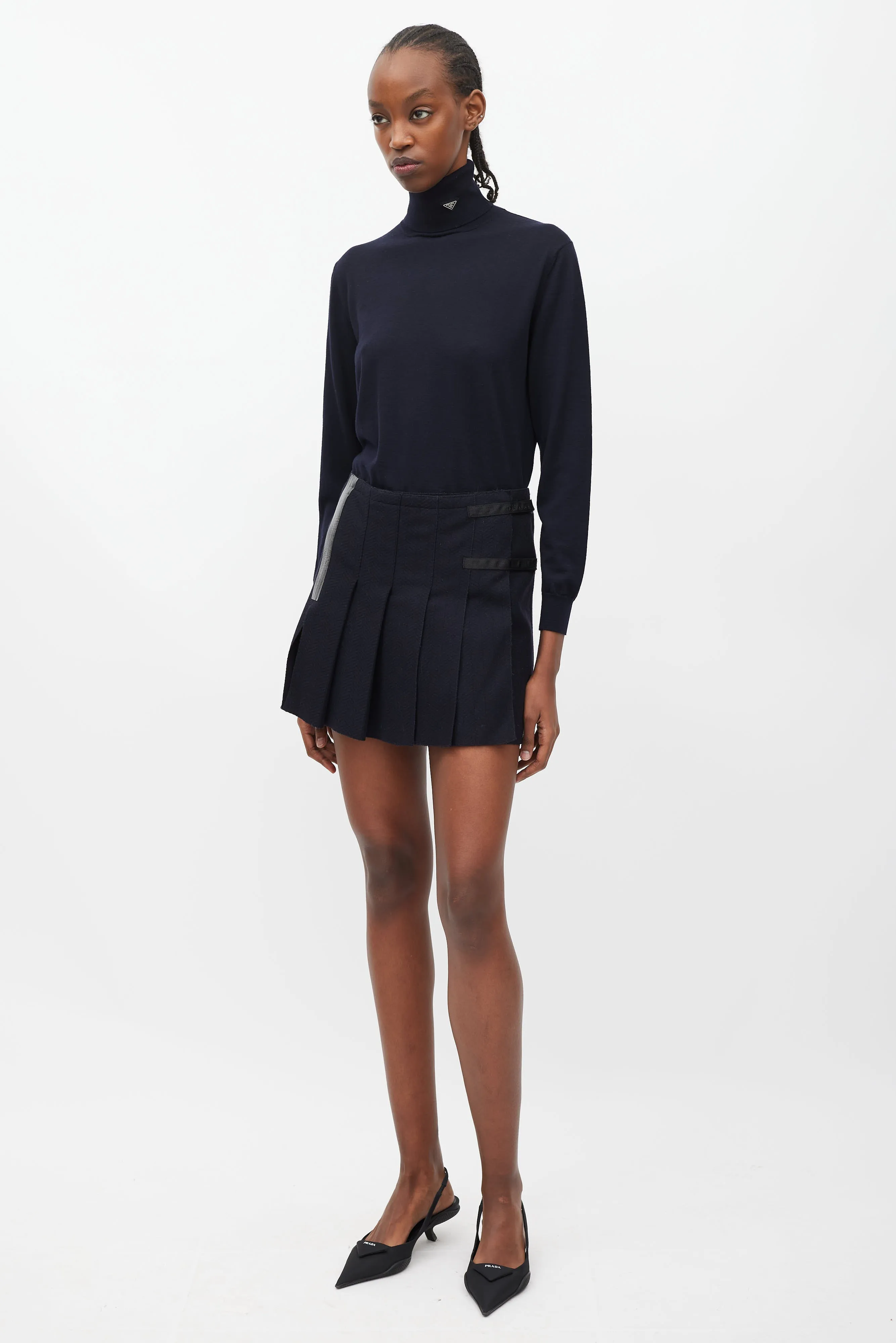 1990's Navy Pleated Kilt Mini Skirt