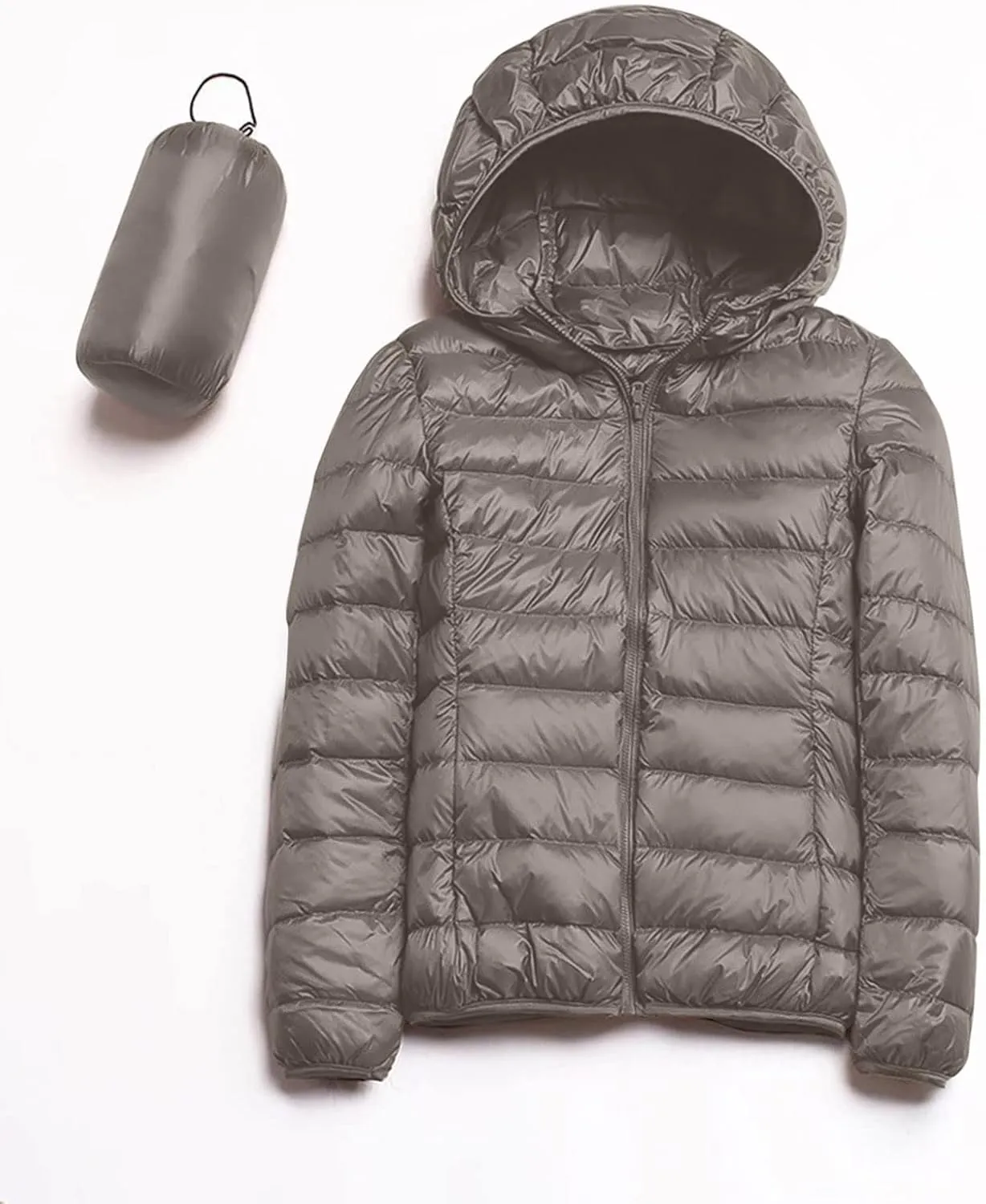 2024 Women's Hooded Packable Puffer Jackets Winter Lightweight Warm Down Coats Trendy Slim Fit Windproof Duck Down Outwear