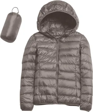 2024 Women's Hooded Packable Puffer Jackets Winter Lightweight Warm Down Coats Trendy Slim Fit Windproof Duck Down Outwear