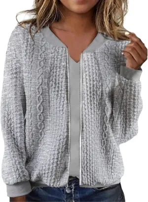 2024 Womens Short Winter Coats Dressy Casual Full Zip Up Petite Jackets Trendy Fashion Jacquard Sweater Cardigan Plus Size