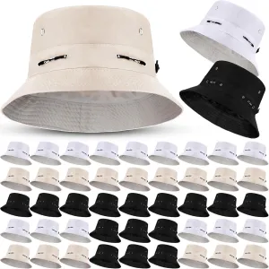 48 Pcs Bucket Hat Bulk for Women Men Fisherman Adjustable Summer Hat UV Protection for Outdoor Fishing Hiking Beach