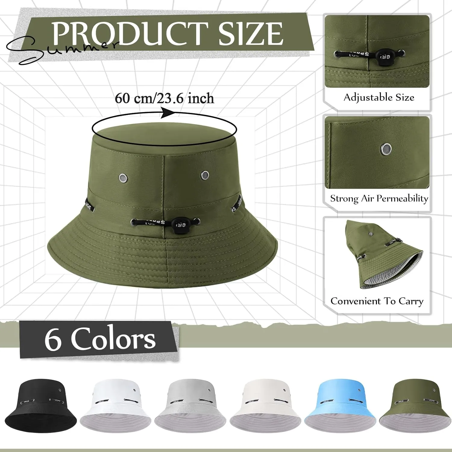 48 Pcs Bucket Hat Bulk for Women Men Fisherman Adjustable Summer Hat UV Protection for Outdoor Fishing Hiking Beach