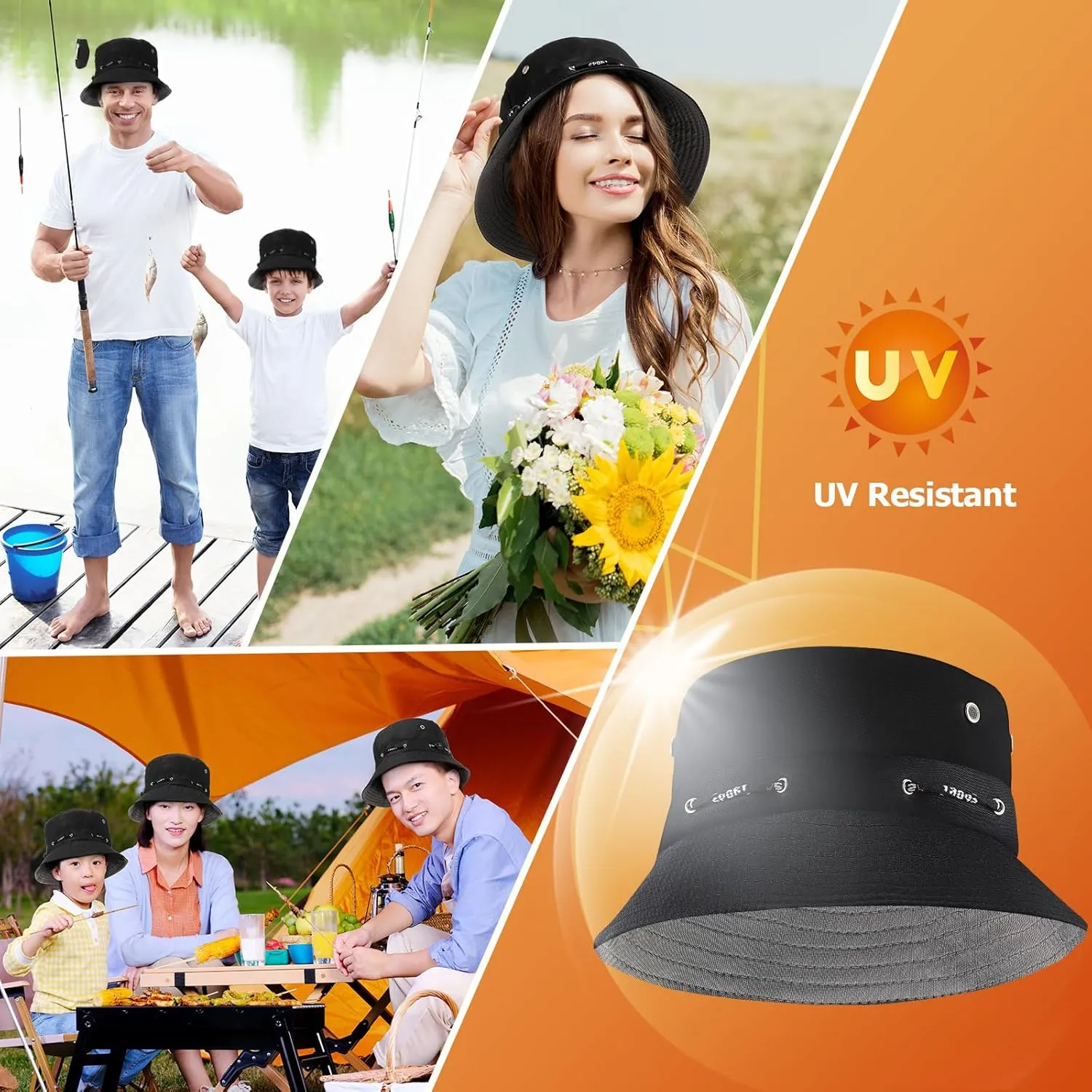 48 Pcs Bucket Hat Bulk for Women Men Fisherman Adjustable Summer Hat UV Protection for Outdoor Fishing Hiking Beach