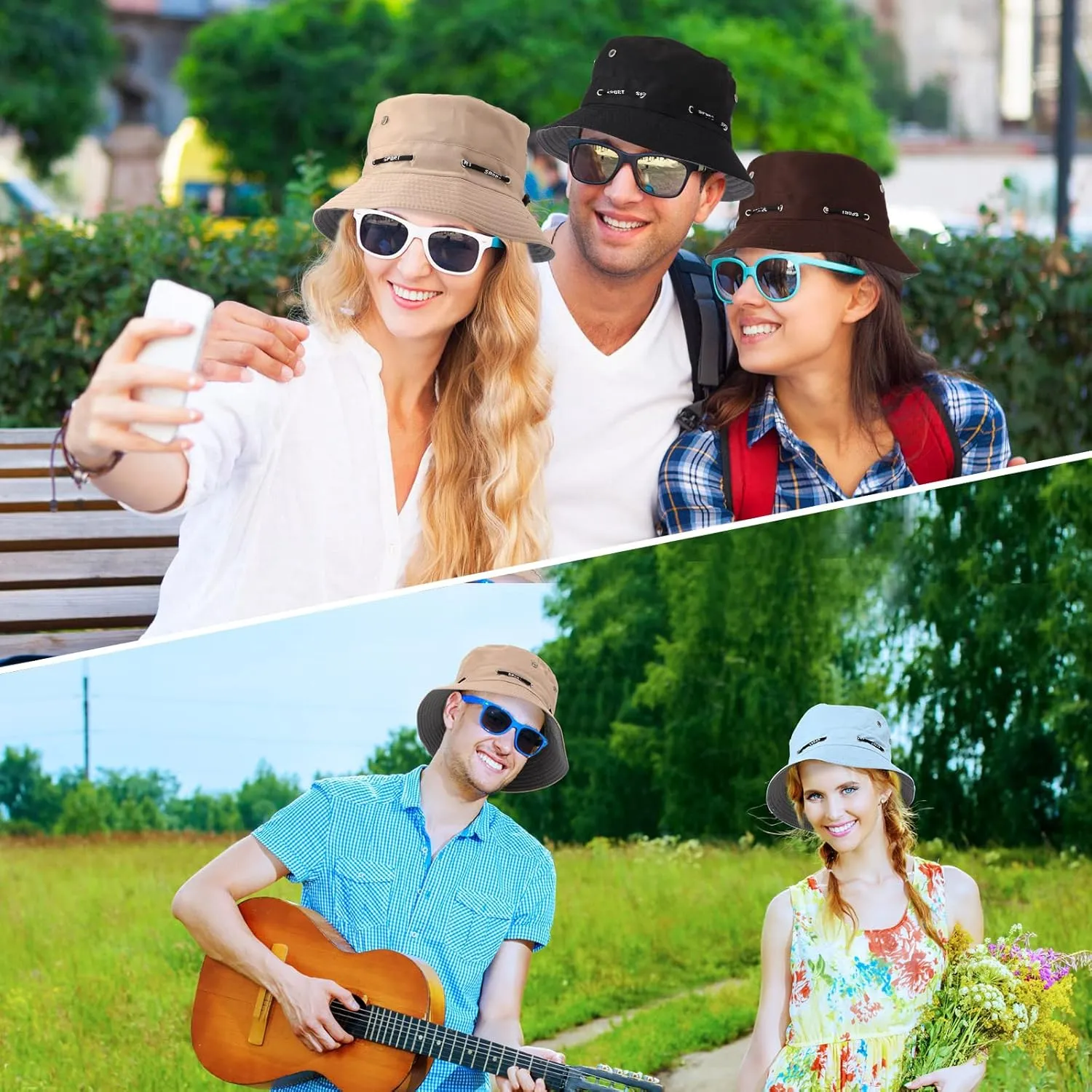 48 Pcs Bucket Hat Bulk for Women Men Fisherman Adjustable Summer Hat UV Protection for Outdoor Fishing Hiking Beach