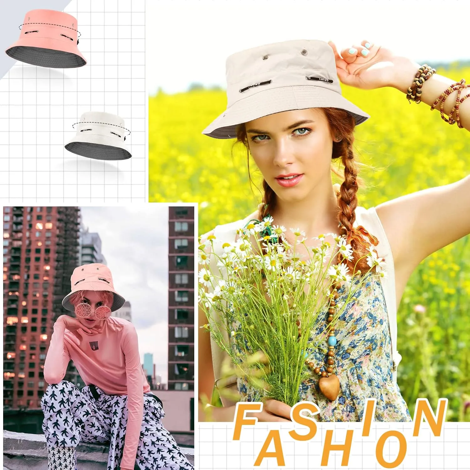 48 Pcs Bucket Hat Bulk for Women Men Fisherman Adjustable Summer Hat UV Protection for Outdoor Fishing Hiking Beach
