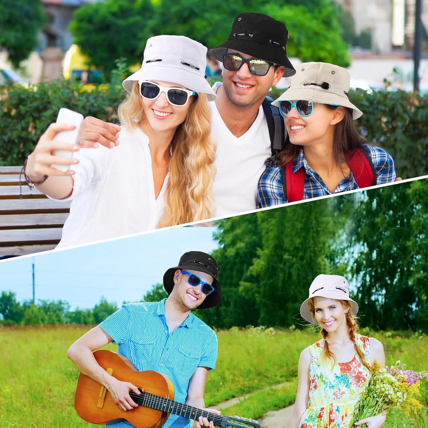 48 Pcs Bucket Hat Bulk for Women Men Fisherman Adjustable Summer Hat UV Protection for Outdoor Fishing Hiking Beach