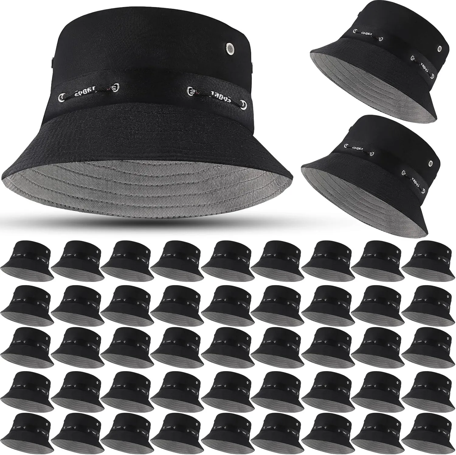 48 Pcs Bucket Hat Bulk for Women Men Fisherman Adjustable Summer Hat UV Protection for Outdoor Fishing Hiking Beach