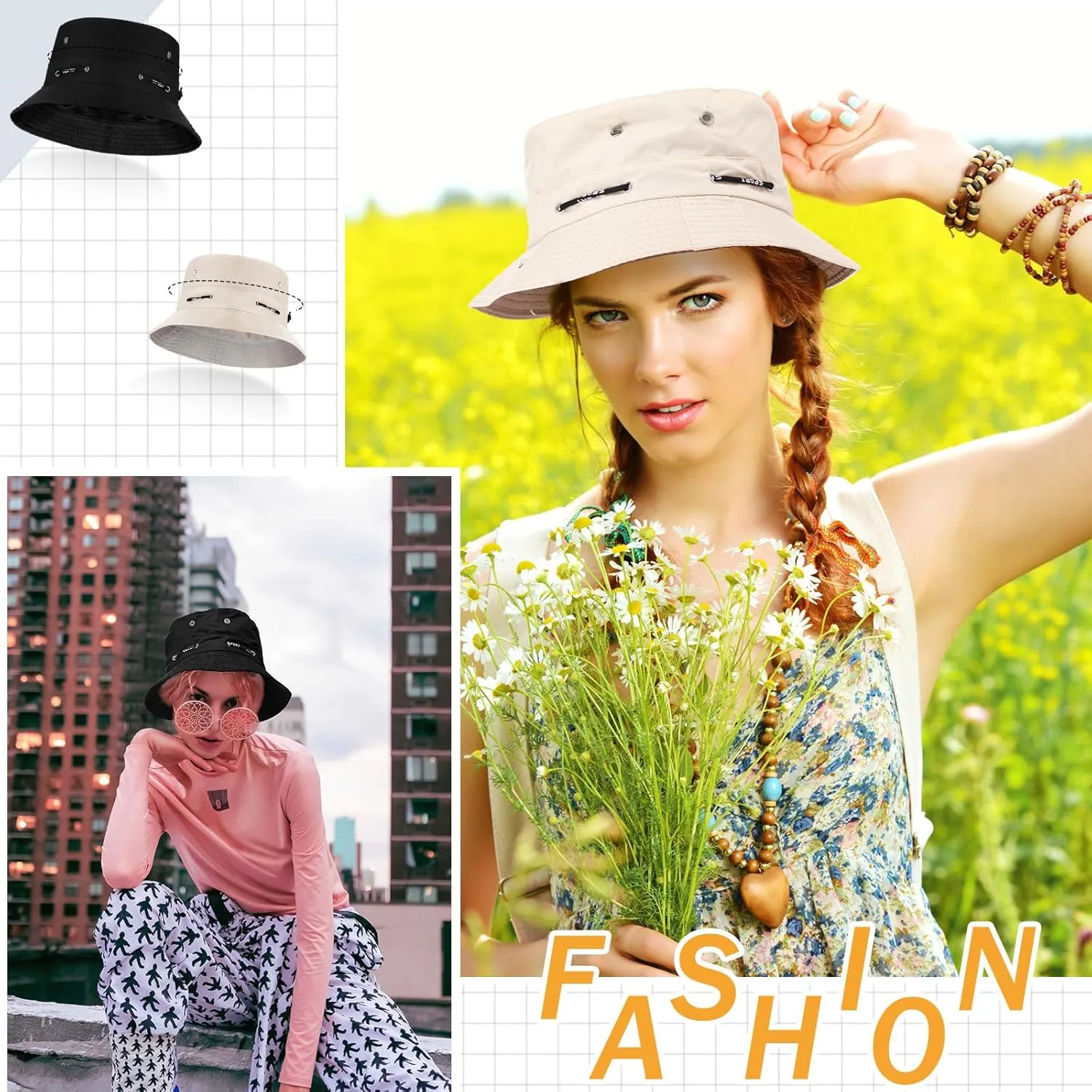 48 Pcs Bucket Hat Bulk for Women Men Fisherman Adjustable Summer Hat UV Protection for Outdoor Fishing Hiking Beach