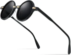 Acetate Polarized Sunglasses Men Retro Vintage Round Sun Glasses for Women Shades