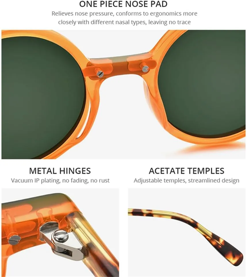 Acetate Polarized Sunglasses Men Retro Vintage Round Sun Glasses for Women Shades
