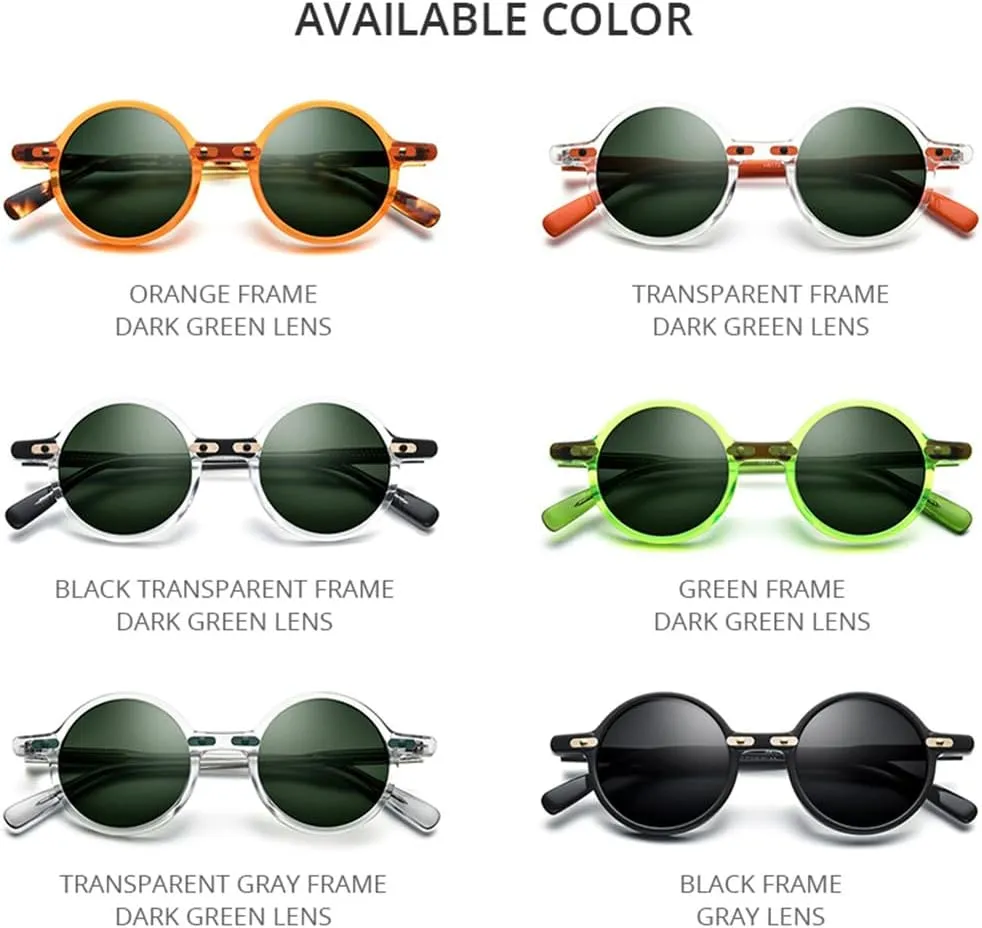 Acetate Polarized Sunglasses Men Retro Vintage Round Sun Glasses for Women Shades
