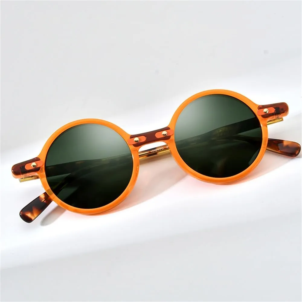Acetate Polarized Sunglasses Men Retro Vintage Round Sun Glasses for Women Shades
