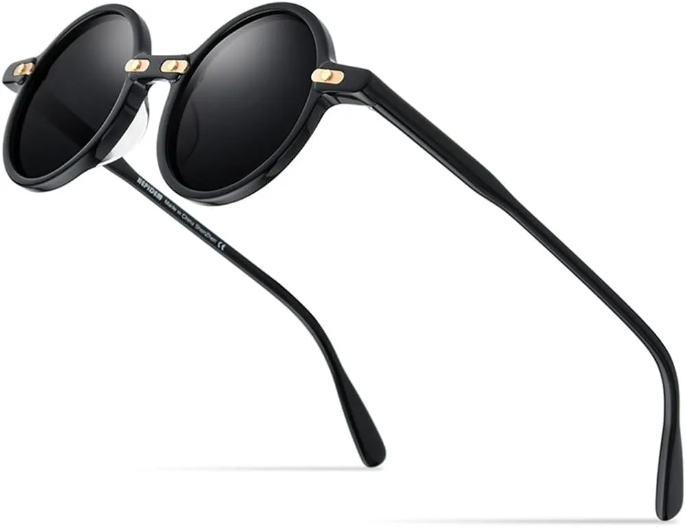Acetate Polarized Sunglasses Men Retro Vintage Round Sun Glasses for Women Shades