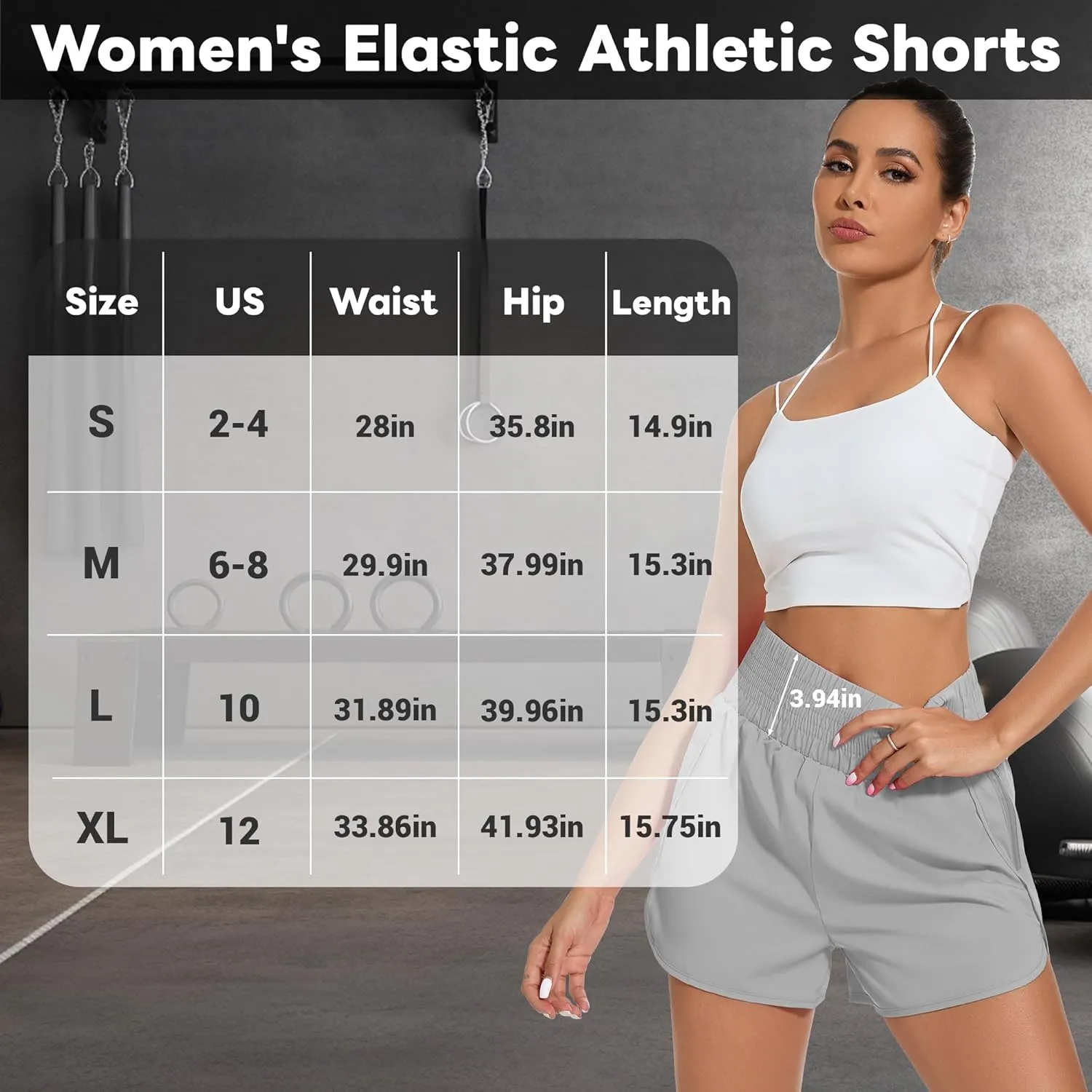 Ammiko Women's Athletic Shorts High Waist Elastic Running Shorts Zipper Pocket Quick Dry Casual Workout Shorts Liner