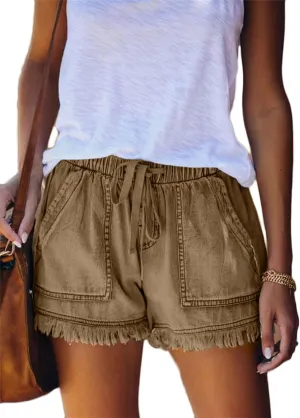 Andongnywell Womens Shorts Elastic Waisted Summer Casual Short Pants high Waist Summer Fashion Denim Shorts