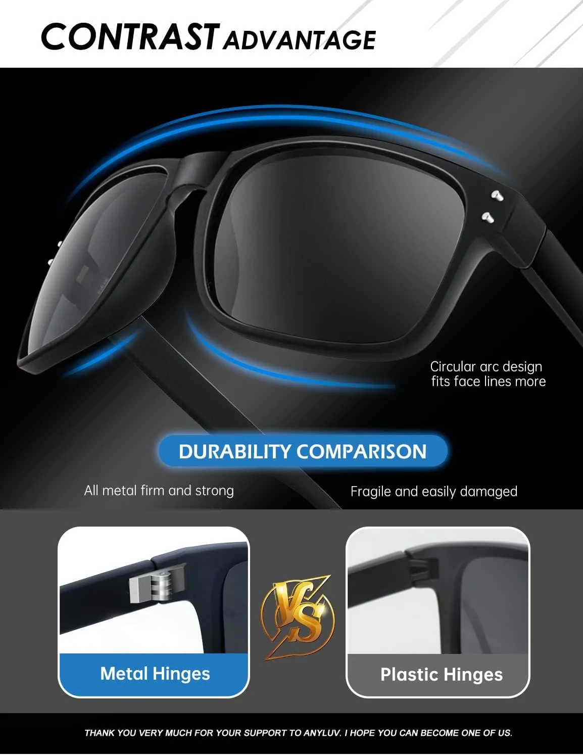 ANYLUV Mens Sunglasses Polarized, Retro Sunglasses for Men Women Square Style UV400 Protection for Driving