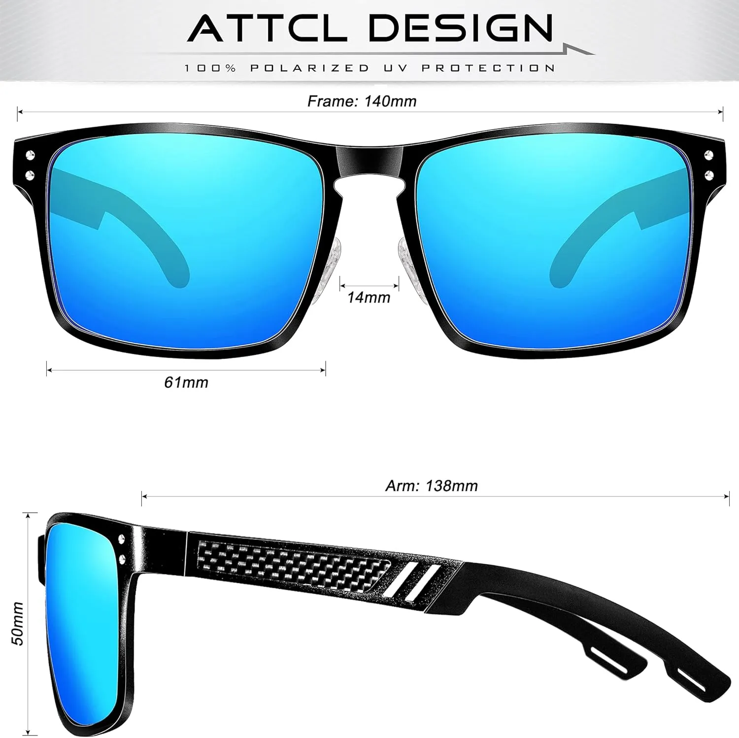 ATTCL Polarized UV Protection Fishing golf Driving Sunglasses for Men Al-Mg Metal Frame Ultra Light