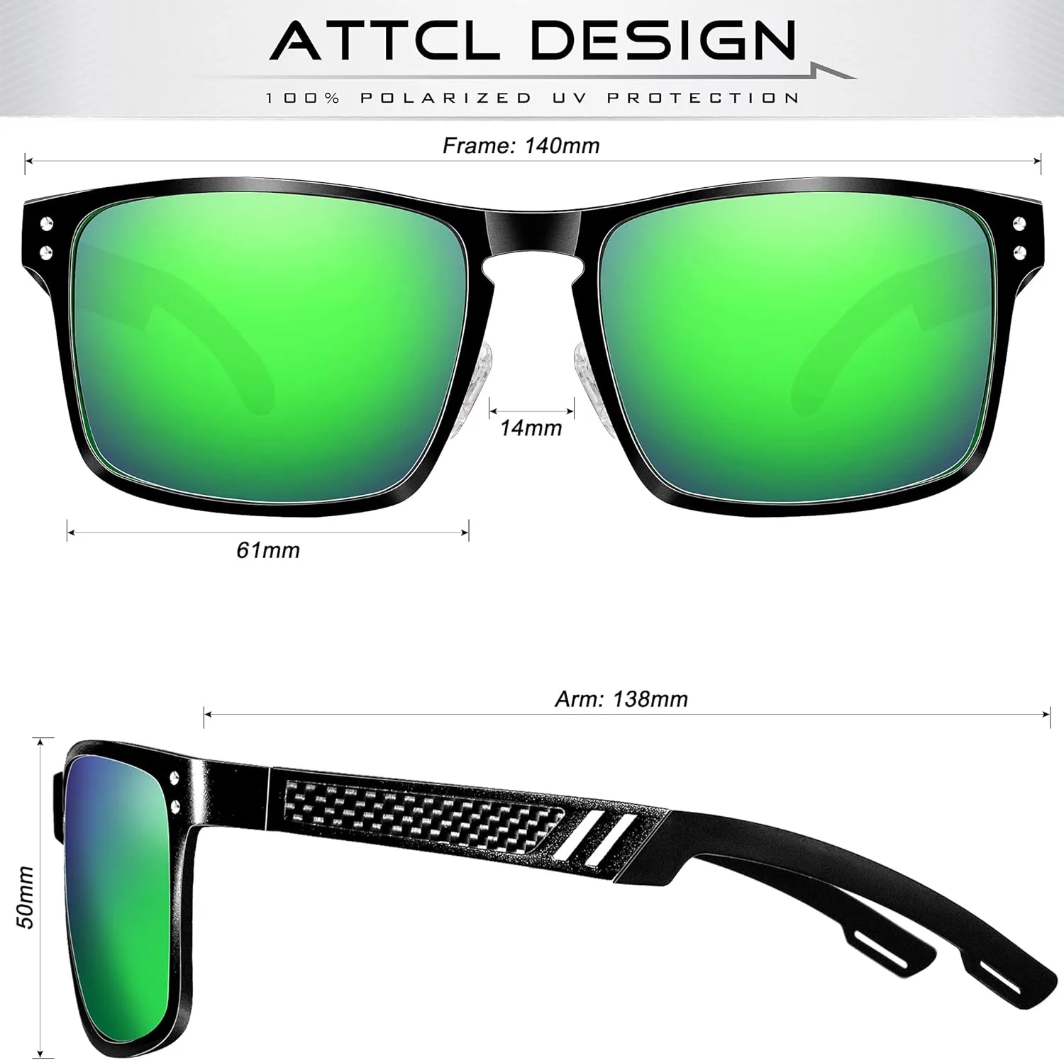 ATTCL Polarized UV Protection Fishing golf Driving Sunglasses for Men Al-Mg Metal Frame Ultra Light