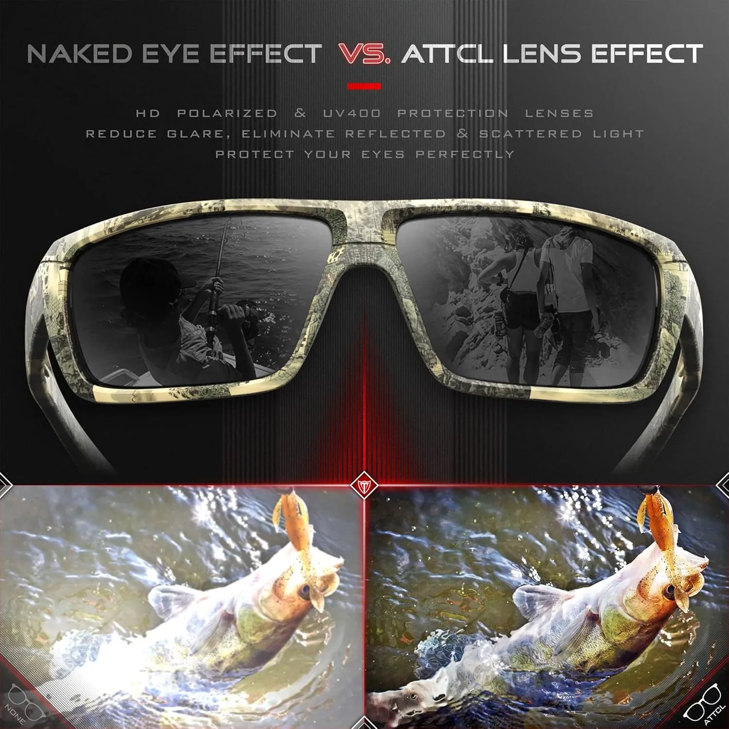 ATTCL Sports Polarized Sunglasses For Men Cycling Driving Fishing 100% UV Protection