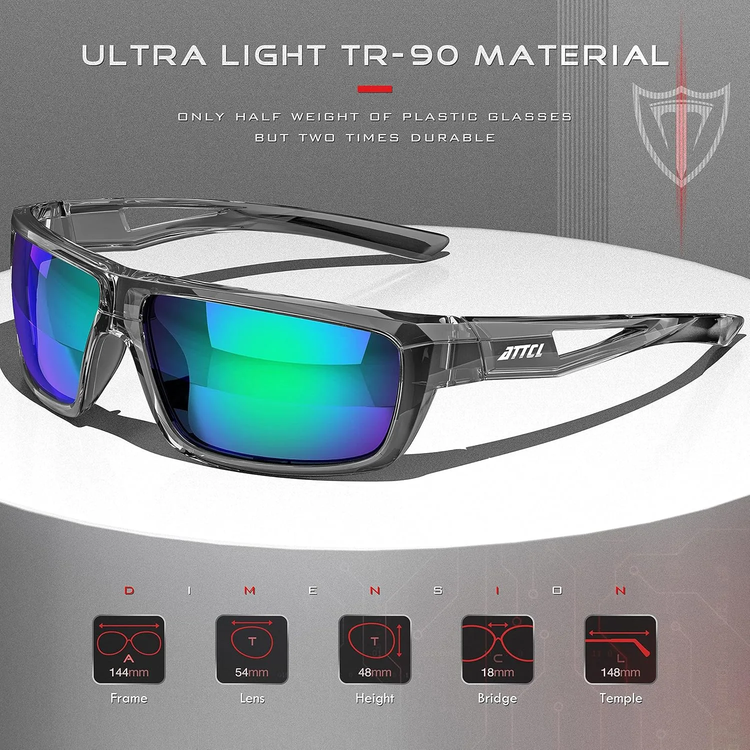 ATTCL Sports Polarized Sunglasses For Men Cycling Driving Fishing 100% UV Protection