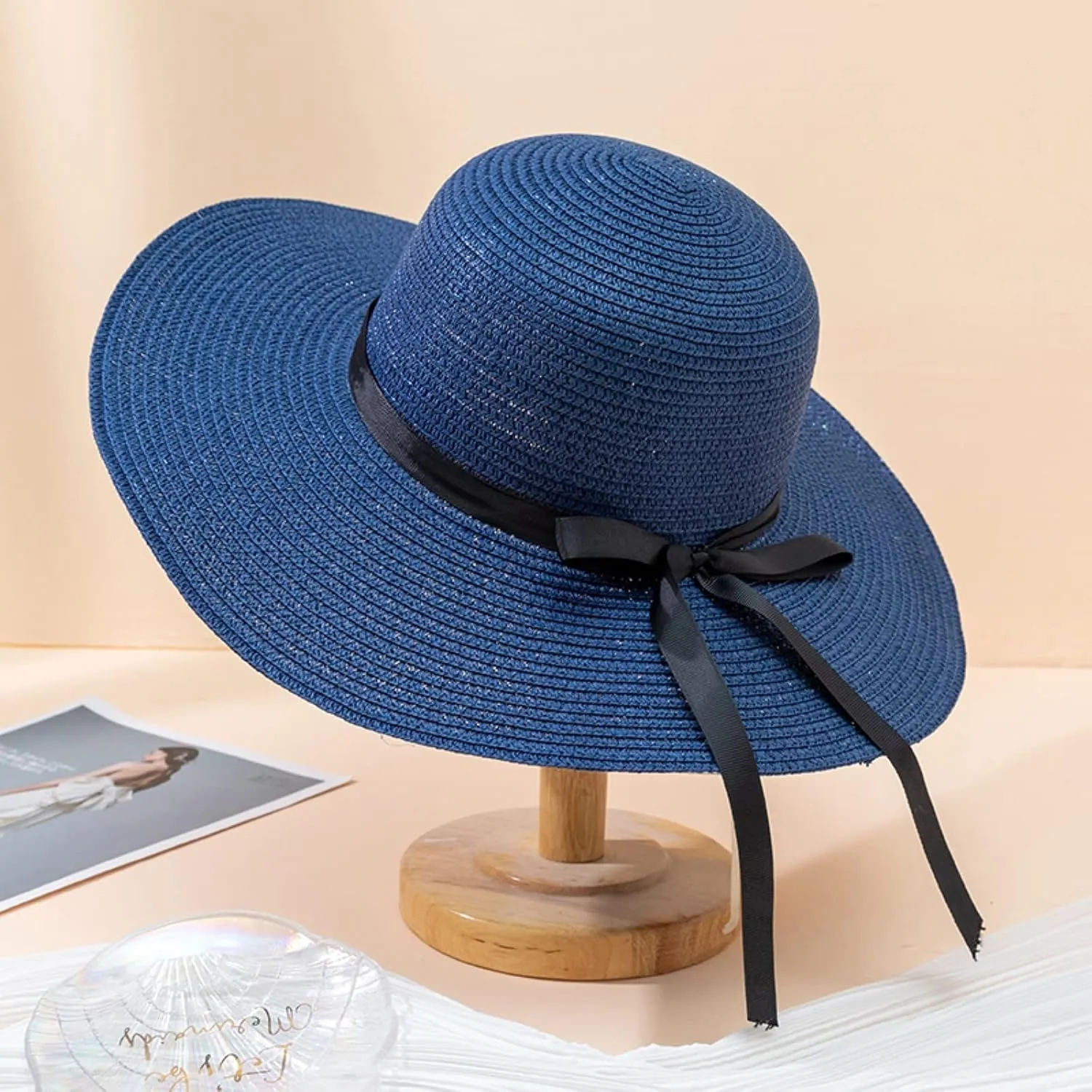 Beach Hats for Women Big Straw Wide Brim Summer Hat Floppy Foldable Roll up Cap Sun Hat UPF 50  Visor Hats