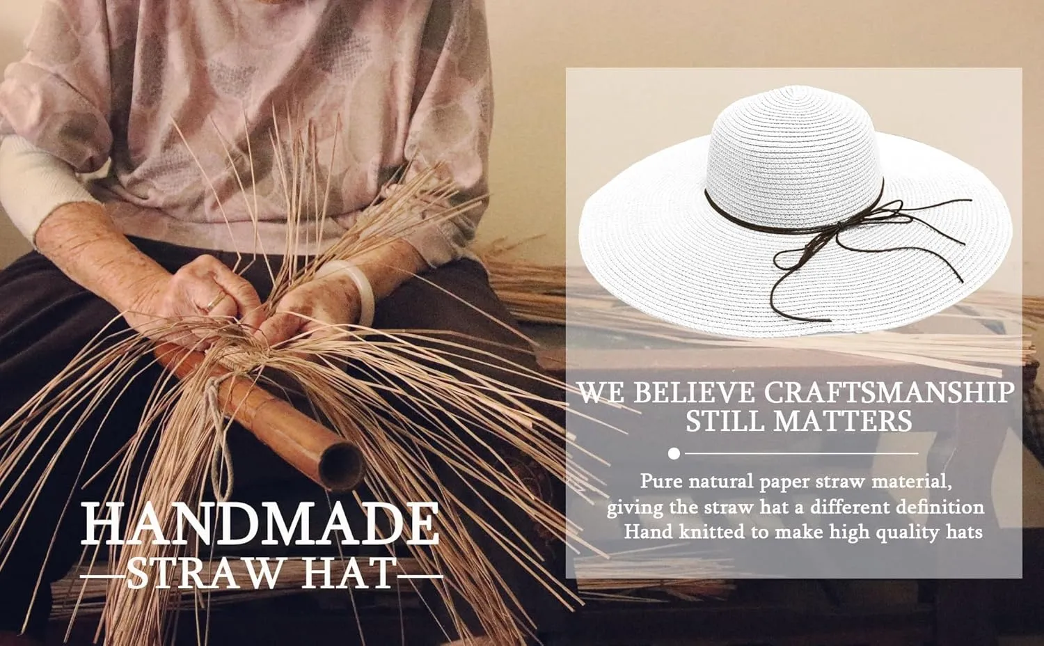 Beach Hats for Women, Straw Sun Hat Floppy Wide Brim, Foldable UPF 50  UV Protection Summer Hat