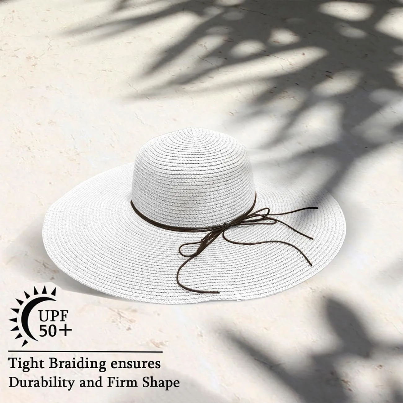 Beach Hats for Women, Straw Sun Hat Floppy Wide Brim, Foldable UPF 50  UV Protection Summer Hat