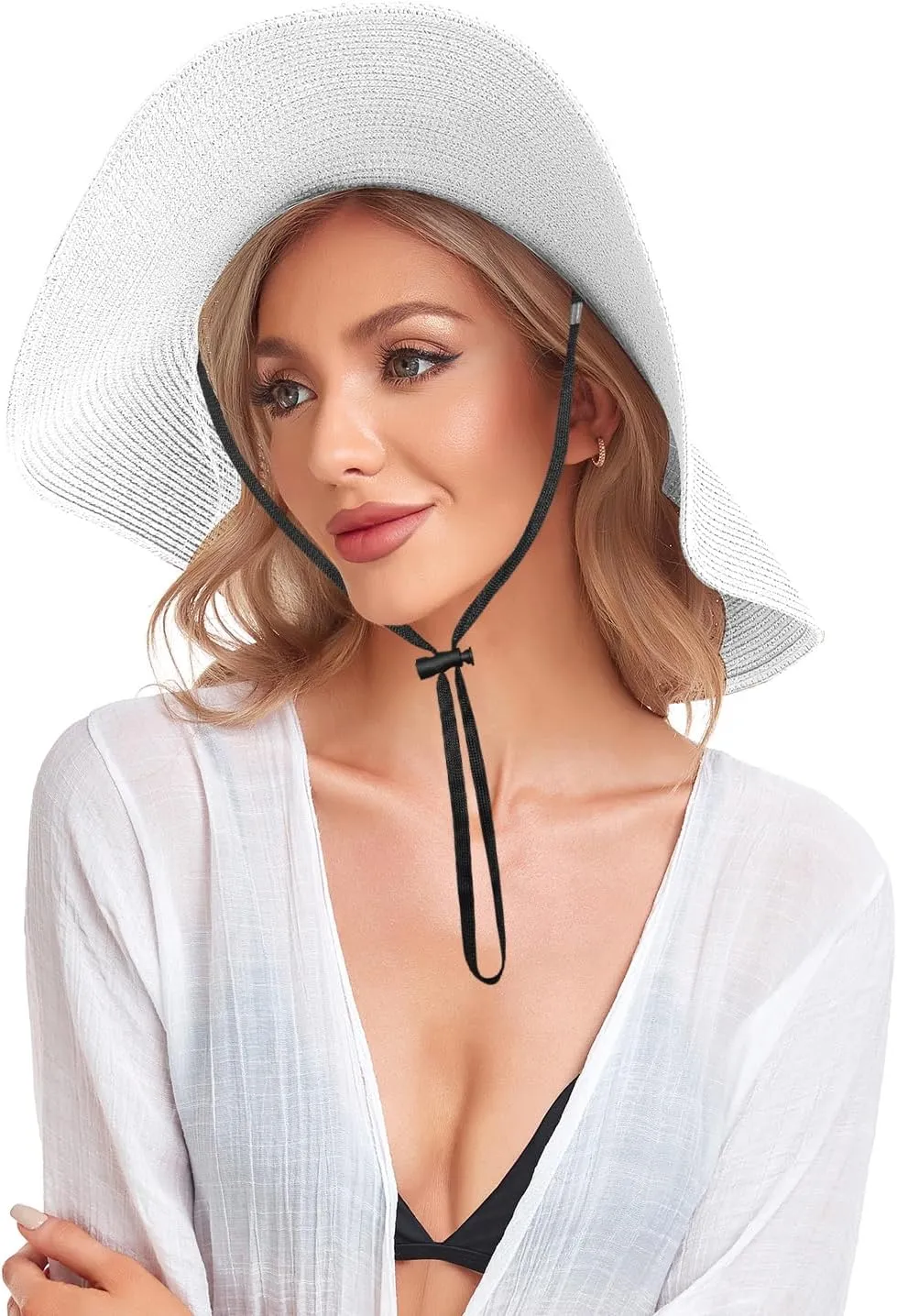 Beach Hats for Women, Straw Sun Hat Floppy Wide Brim, Foldable UPF 50  UV Protection Summer Hat