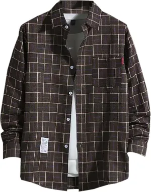 BIFUTON Mens Lightweight Flannel Shirts Long Sleeve Button Down Plaid Shirt Men Flannel Jackets for Mens Cardigan Sweater