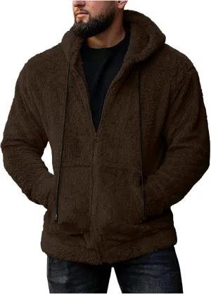 BIFUTON Winter Jackets for Men, Men's Outdoor Casual Fleece Sherpa Lined Full Zip Hooded Jacket Warm Heavyweight Winter Coats