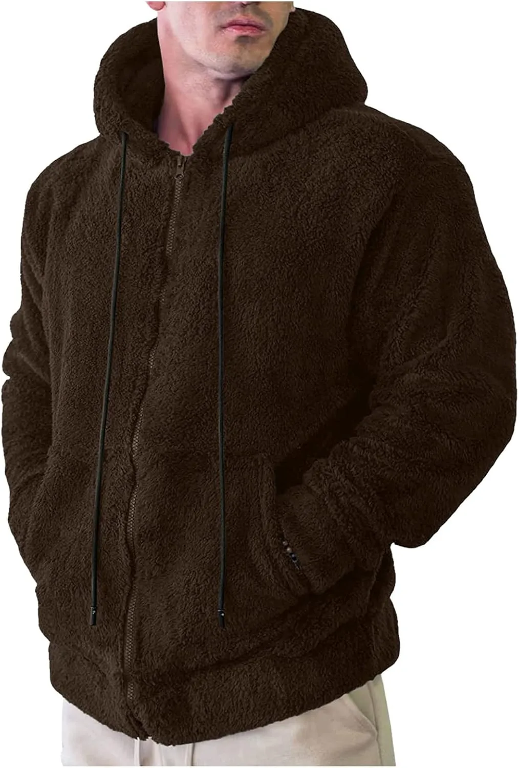 BIFUTON Winter Jackets for Men, Men's Outdoor Casual Fleece Sherpa Lined Full Zip Hooded Jacket Warm Heavyweight Winter Coats