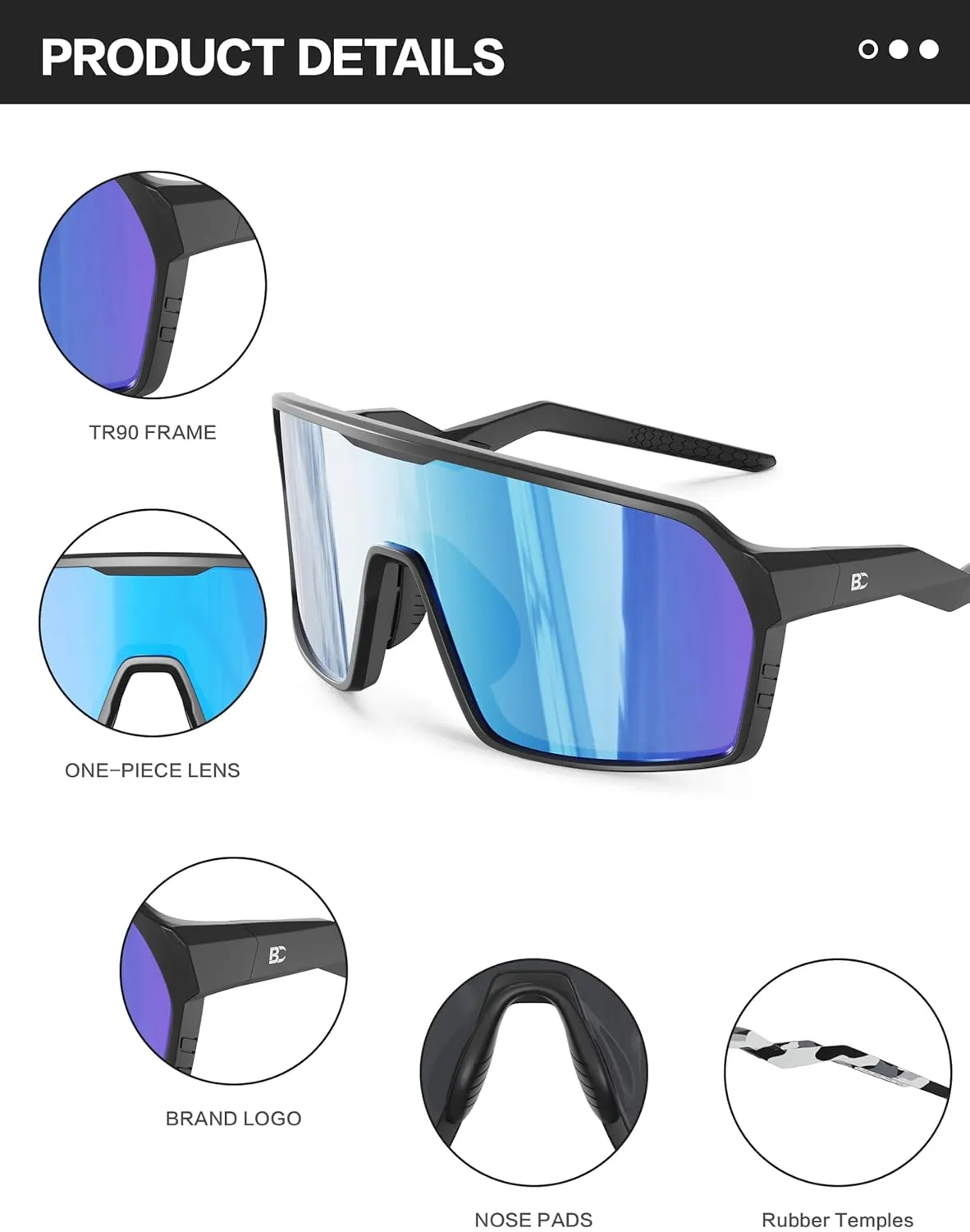 BIRCEN Sports Baseball Sunglasses for Men - Women Polarized UV Protection Cycling Glasses for Running Golf Softball Bike