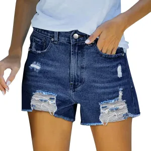 Black Denim Shorts for Women High Waisted Stretch Pure Color Casual Boyfriend Jeans Shorts with Pockets Raw Hem Hot Shorts Summer Shorts for Teen Girls