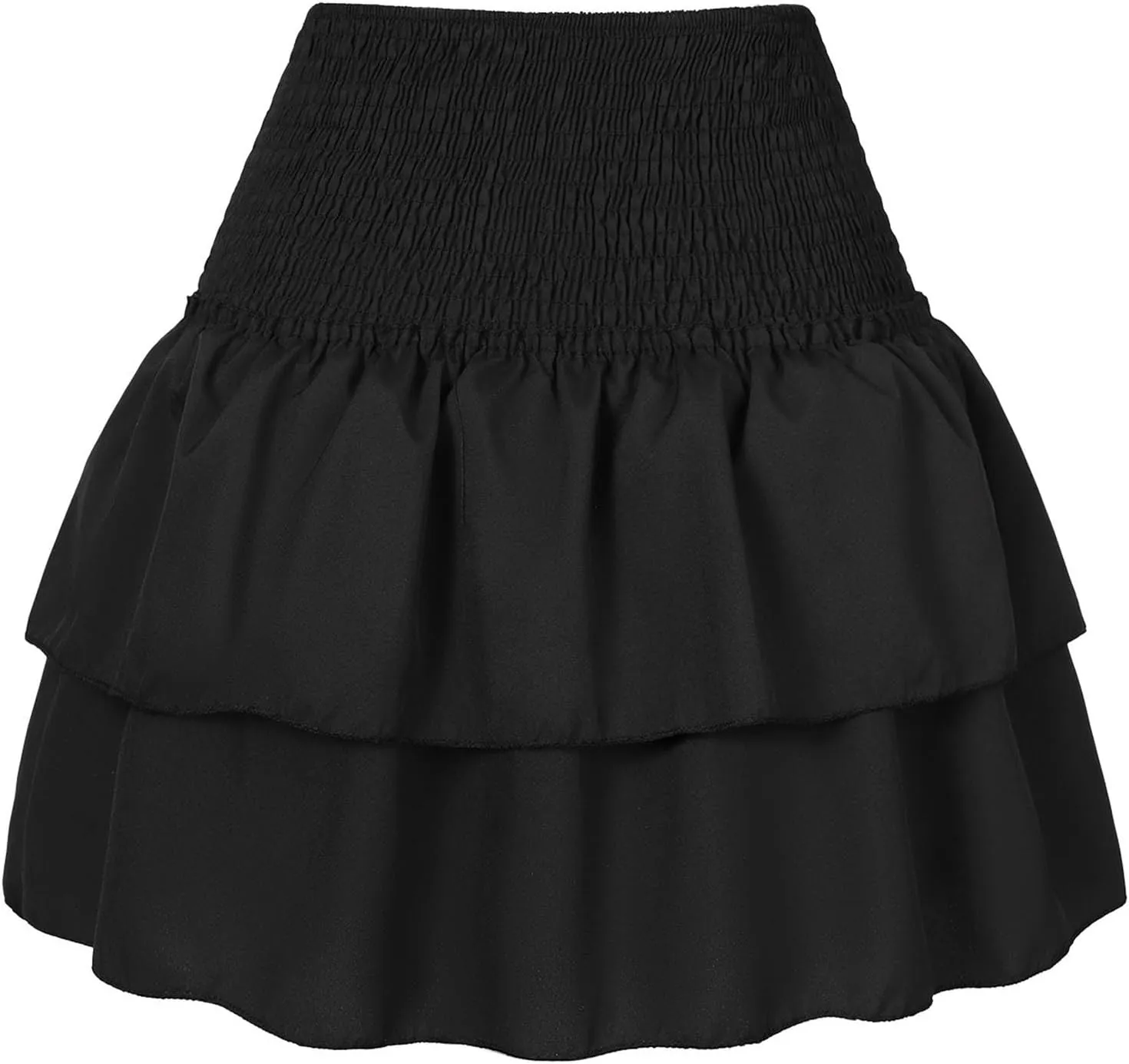 Black Pleated Skirt for Women Summer Vacation High Elastic Waist Tummy Control A-Line Solid Beach Mini Skirts for Girls