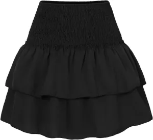 Black Pleated Skirt for Women Summer Vacation High Elastic Waist Tummy Control A-Line Solid Beach Mini Skirts for Girls
