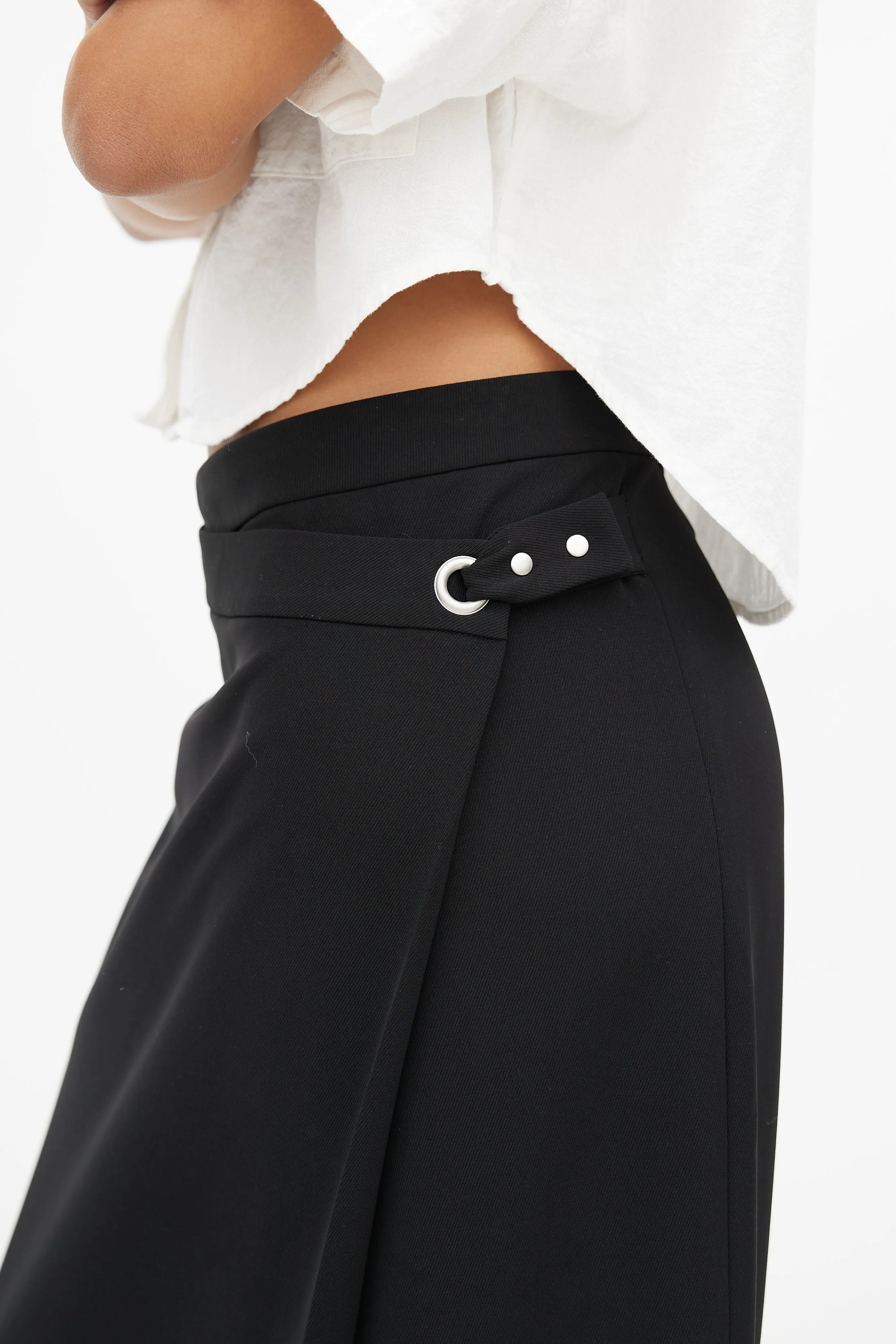 Black Wrap Midi Skirt