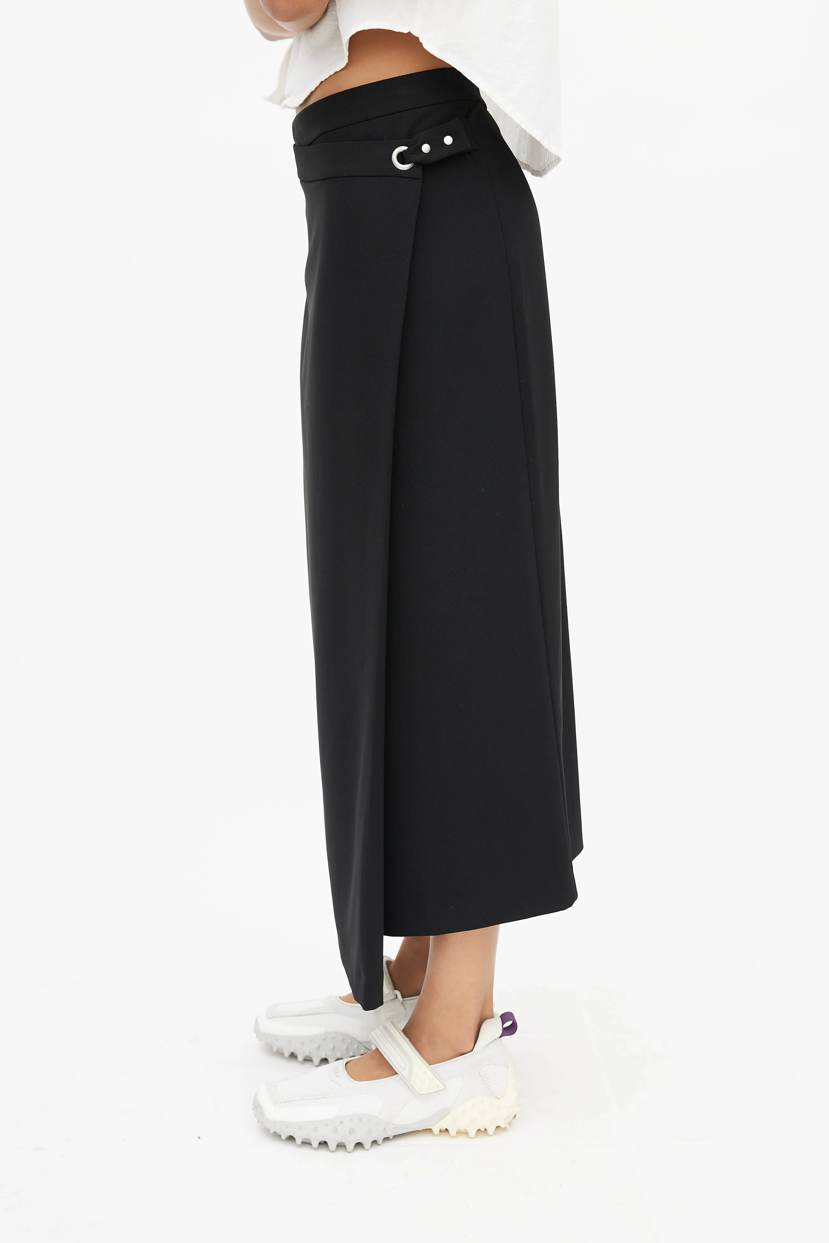 Black Wrap Midi Skirt