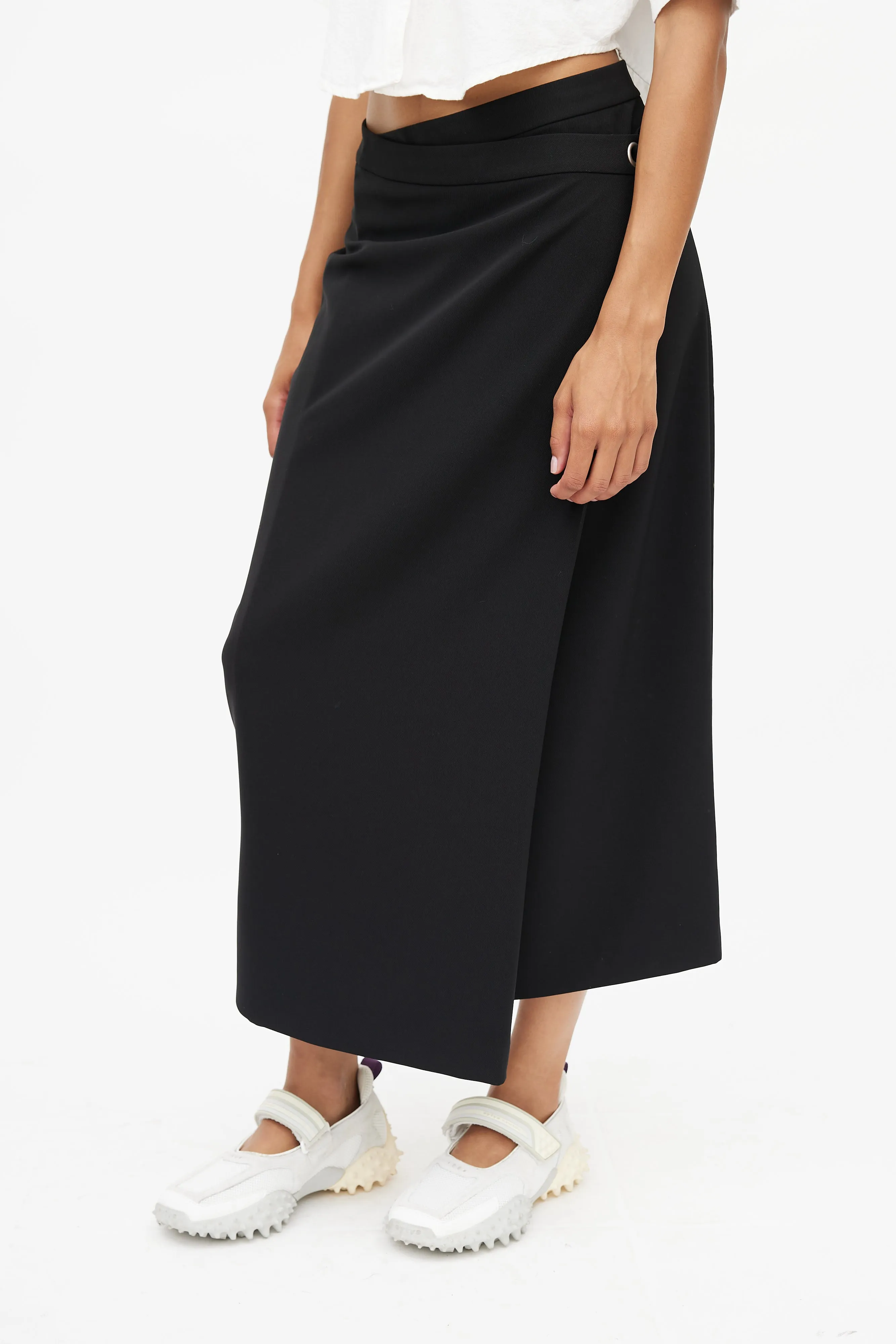 Black Wrap Midi Skirt