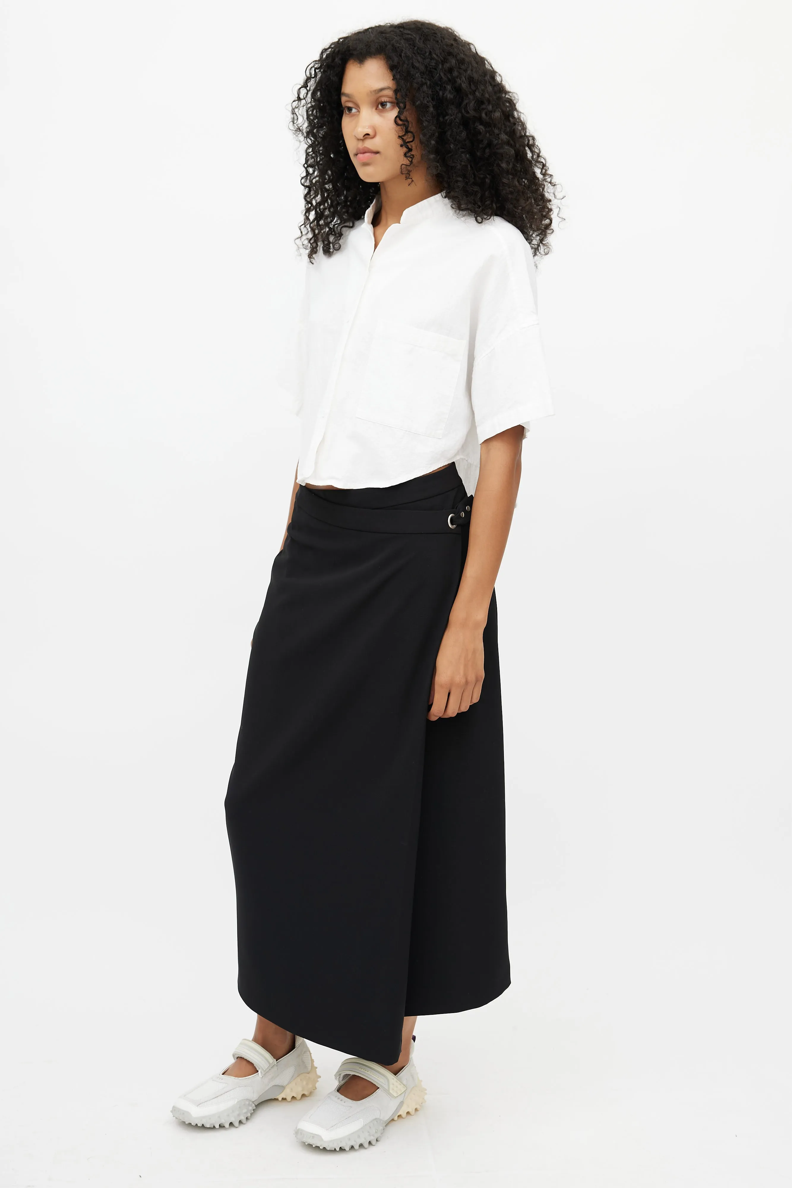 Black Wrap Midi Skirt