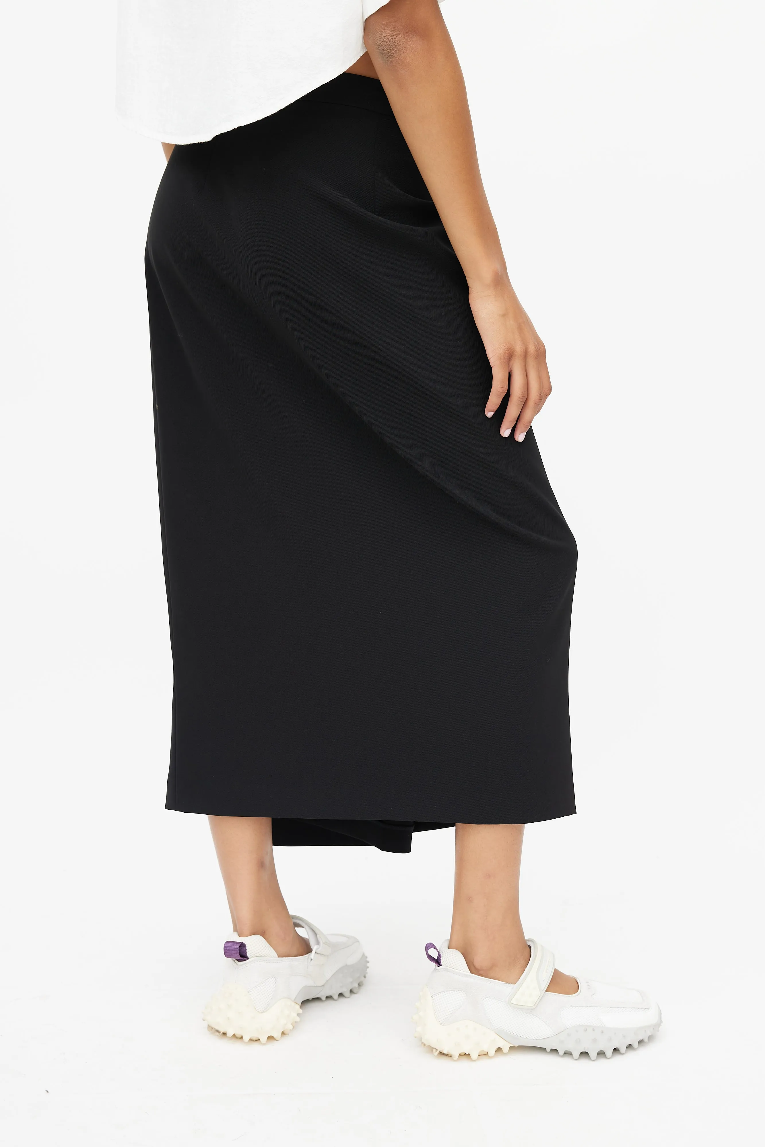 Black Wrap Midi Skirt