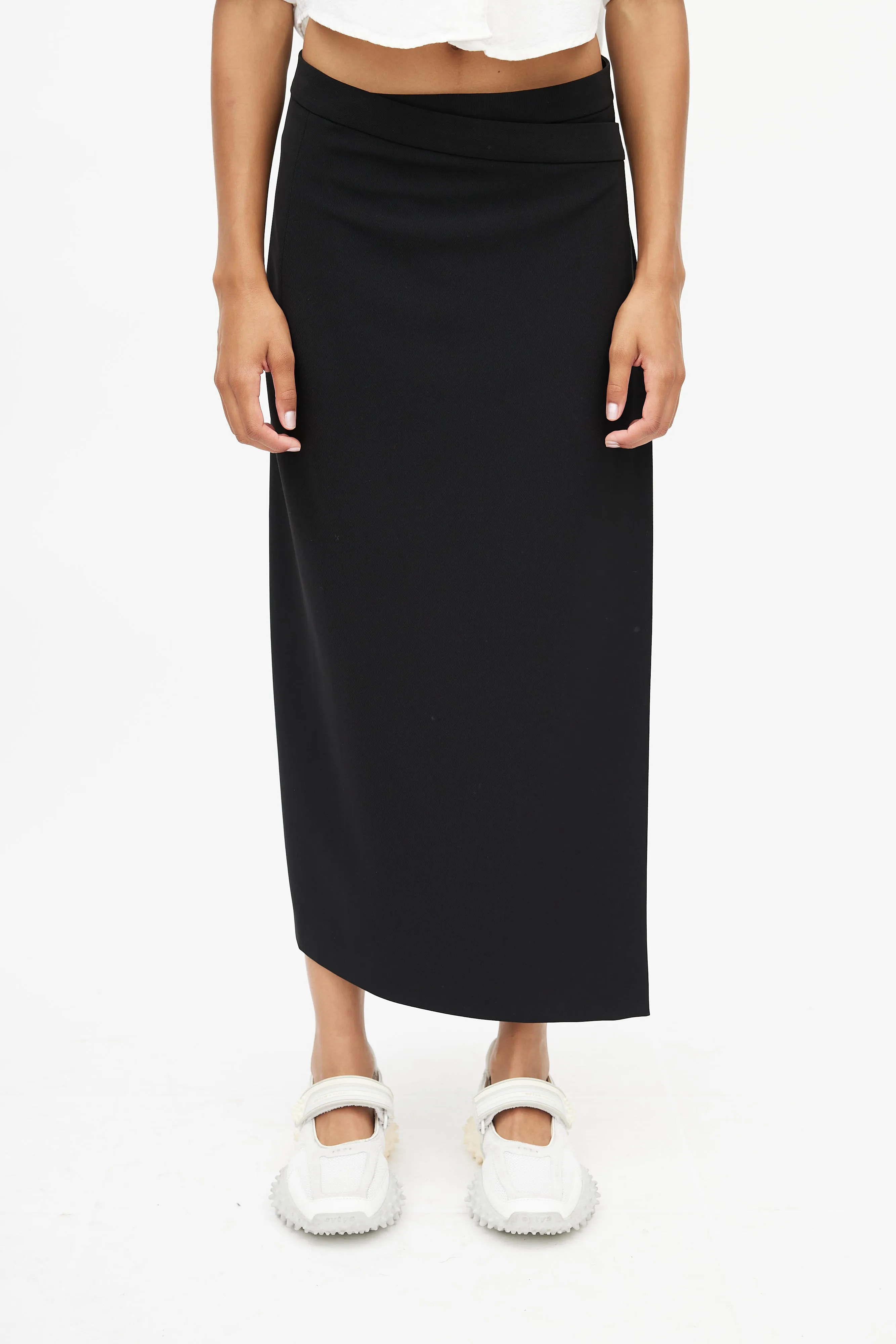 Black Wrap Midi Skirt
