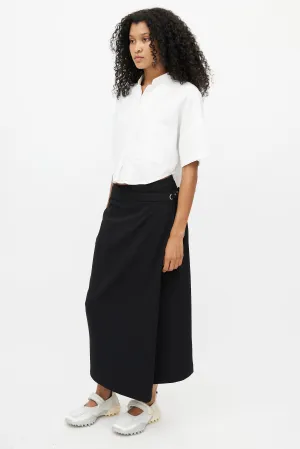 Black Wrap Midi Skirt