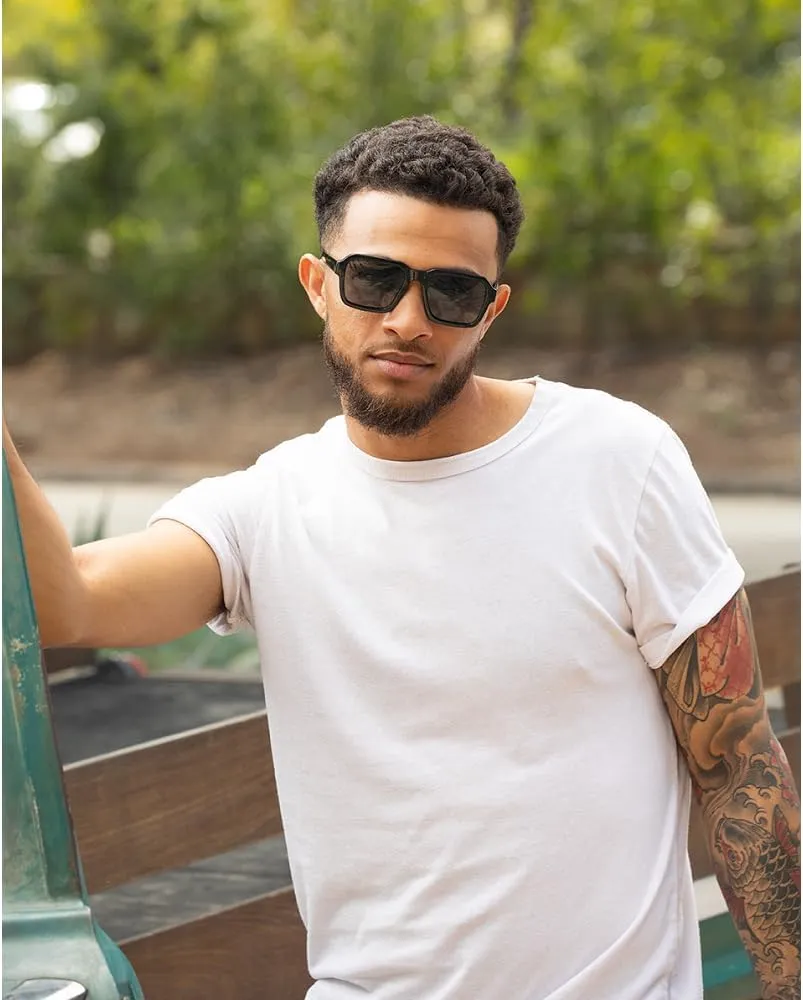 Blue Planet Memphis Square Sunglasses for Women or Men - Unisex Trendy Fashion Frame, Polarized Glasses