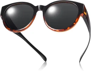 Br’Guras Polarized Oversized Fit over Sunglasses Over Glasses with Cat Eye Frame for Women&Men