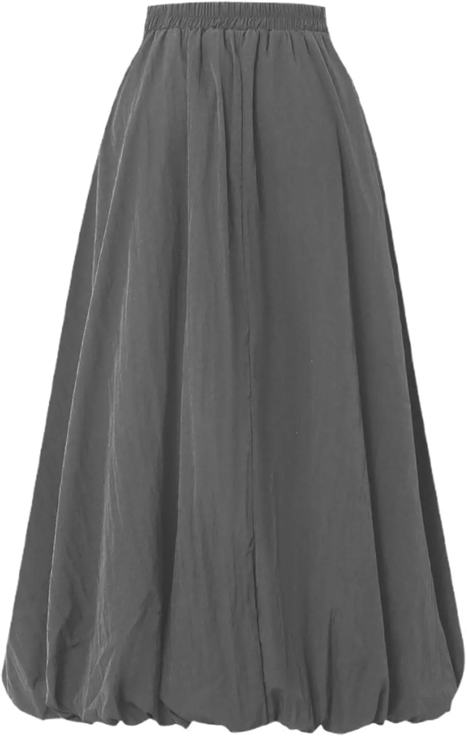 Bubble Skirts for Women Y2K Elastic Waist Pleated Flowy A-Line Puffy Hem Bubble Midi Long Skirt Dress with Pockets