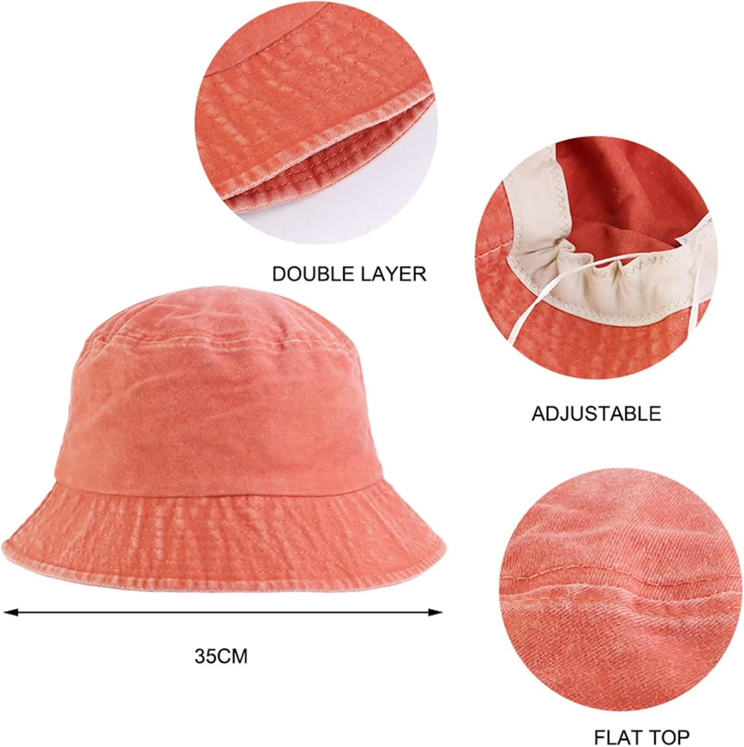 Bucket Hat Men Women,Sunshade Lightweight Wide brim Fishing Hat Fashion Vintage Beach Sun Hat for Outdoor Travel