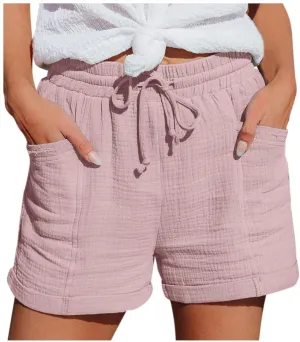 Casual Bermuda Shorts Drawstring Elastic High Waisted Going Out Shorts Comfy Plus Size Shorts with Pockets