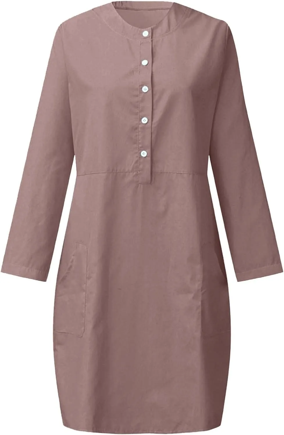 Casual Button Down Dress for Women with Pockets 3/4 Sleeve Shift Dress Shift Summer Casual Work
