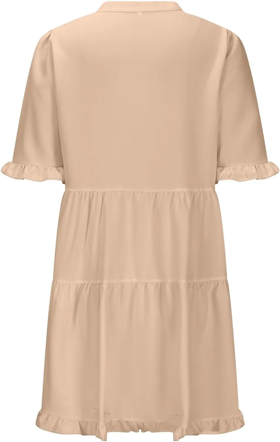 Casual Dresses for Women V Neck Pleated Oversized Flowing Dress Folded Solid Women Beach Vacation Dress